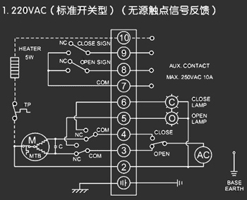 220VAC標(biāo)準(zhǔn)開關(guān)型<a href='http://www.hwjhotel.com/Product/diefa/diandongdiefa/' target='_blank'>電動<a href='http://www.hwjhotel.com/Product/diefa/' target='_blank'>蝶閥</a></a>接線圖